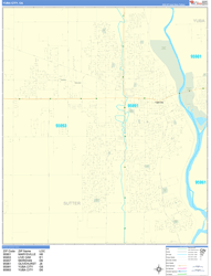 Yuba City Wall Map Basic Style 2024